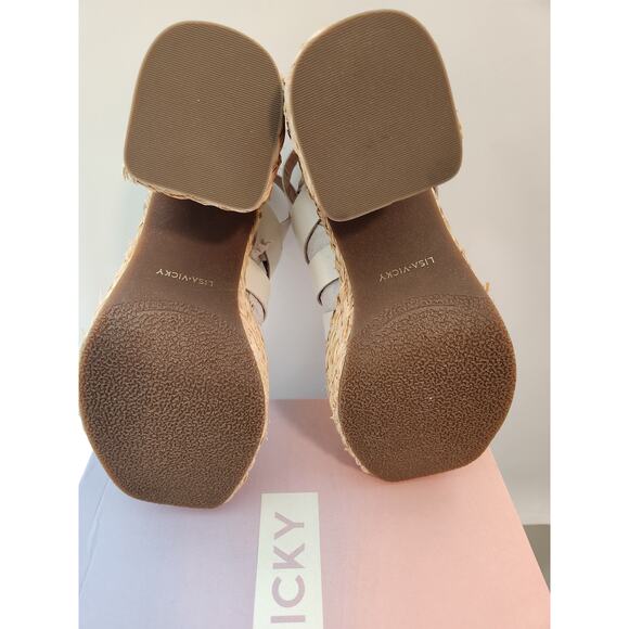 Lisa Vicky Nordstrom Just-V White Leather strappy platform wo. men size 8.5 - Picture 6 of 6